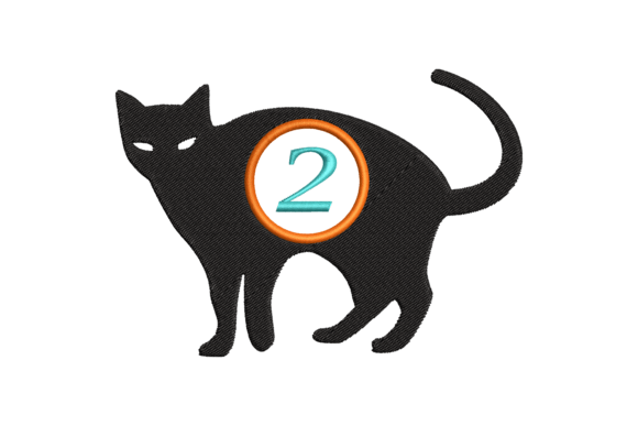 Charming Black Cat Number 2 Embroidery
