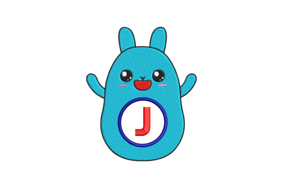 Charming Cute Rabbit Letter J Embroidery