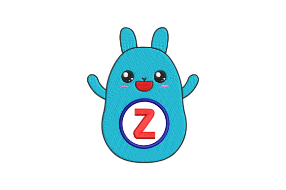 Charming Cute Rabbit Letter Z Embroidery Design